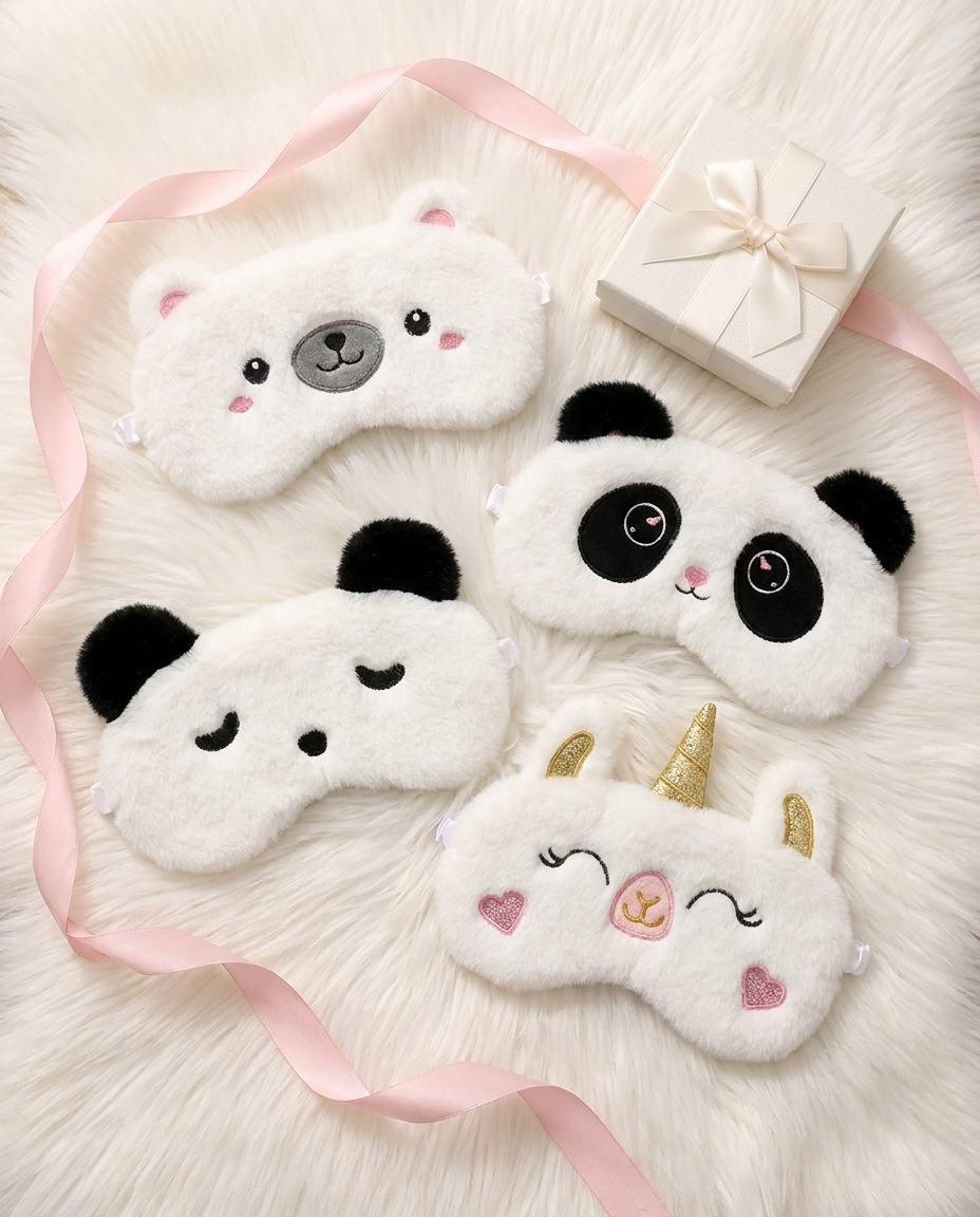 Four plush sleep mask styles